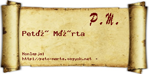 Pető Márta névjegykártya